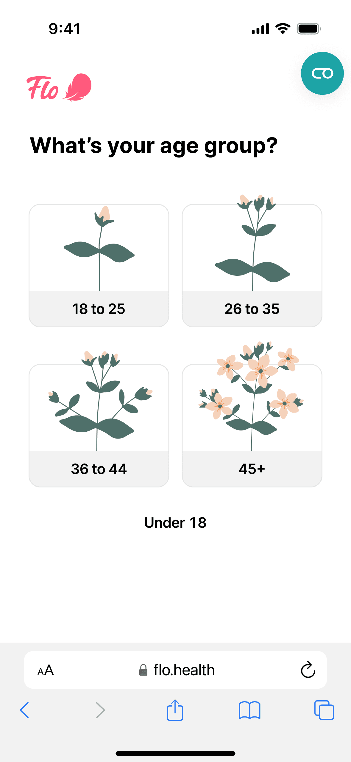 A screen from Flo's Perimenopause web onboarding.